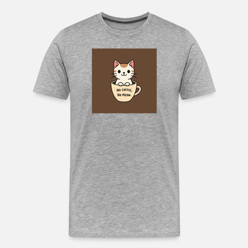 Katzenkaffee Spruch Design - Männer Premium Bio T-Shirt - Grau meliert