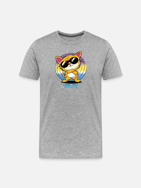Cool Cat with Sunglasses - Men's Premium Organic T-Shirt - heather grey