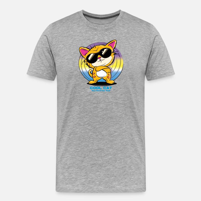 Coole Katze mit Sonnenbrille - Männer Premium Bio T-Shirt - Grau meliert