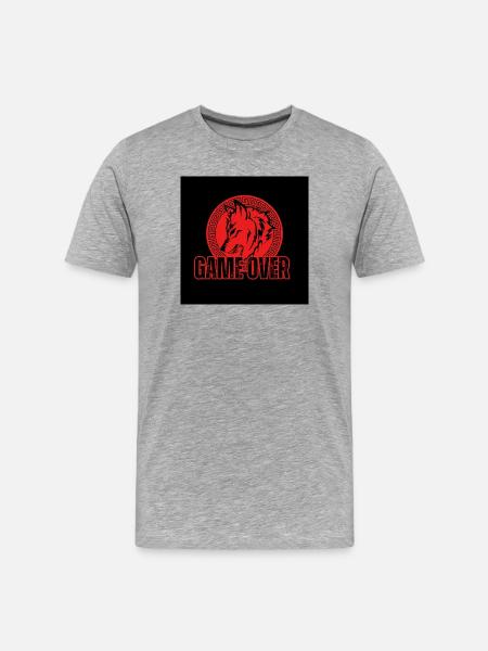 Aggressive Red Wolf "Game Over" - Men's Premium Organic T-Shirt - heather grey