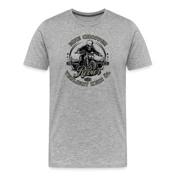 Motorrad Biker Chopper Skelett - Männer Premium Bio T-Shirt - Grau meliert - Vorne - Damien (186cm)