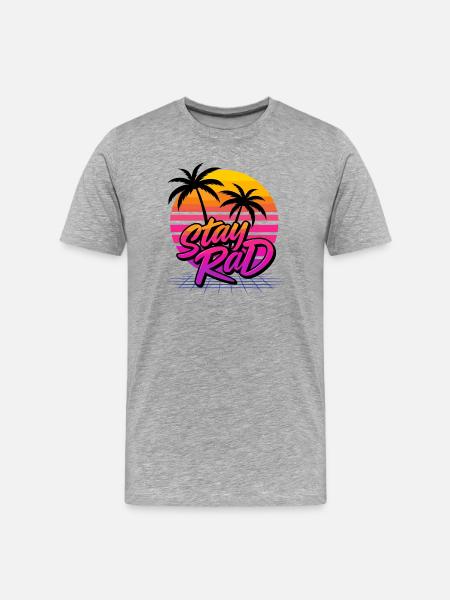 Retro sunset with palm tree motif - Men's Premium Organic T-Shirt - heather grey