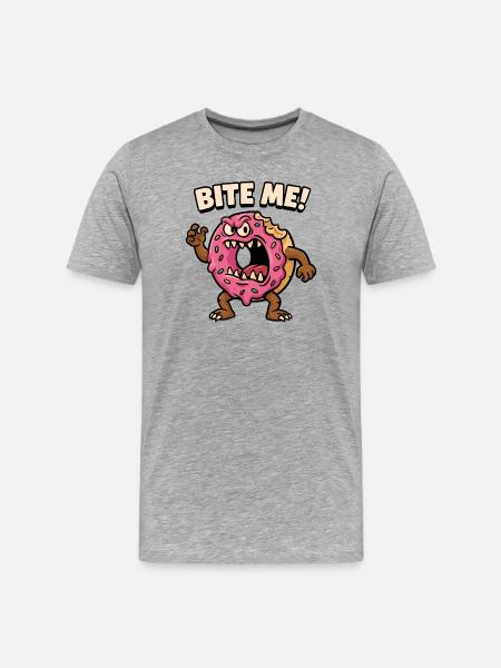 Aggressiver Donut Monster Design - Männer Premium Bio T-Shirt - Grau meliert