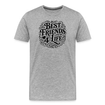 Meilleurs amis Amitié - T-shirt bio Premium Homme - gris chiné - Devant - Damien (186cm)