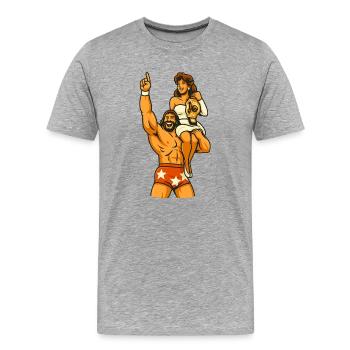 Feierliches Wrestling-Duo-Design - Männer Premium Bio T-Shirt - Grau meliert - Vorne - Damien (186cm)