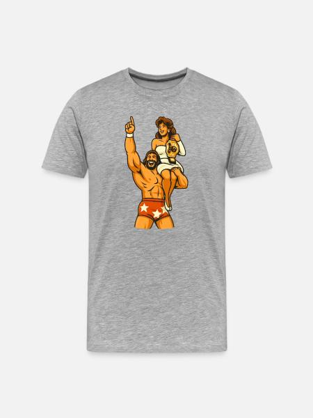 Feierliches Wrestling-Duo-Design - Männer Premium Bio T-Shirt - Grau meliert