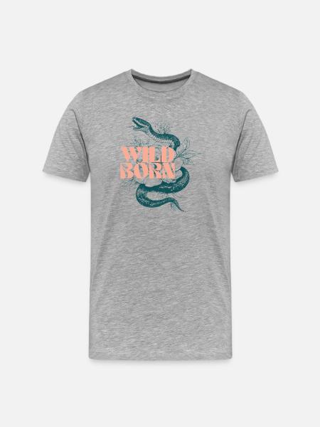 Wild Born Snake Illustration - Men's Premium Organic T-Shirt - heather grey