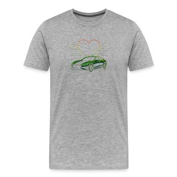 Leuchtendes Sportauto mit Herz - Männer Premium Bio T-Shirt - Grau meliert - Vorne - Damien (186cm)