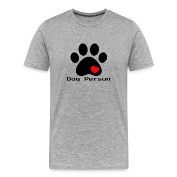 Hundepfote mit Herz in Rot - Männer Premium Bio T-Shirt - Grau meliert - Vorne - Damien (186cm)