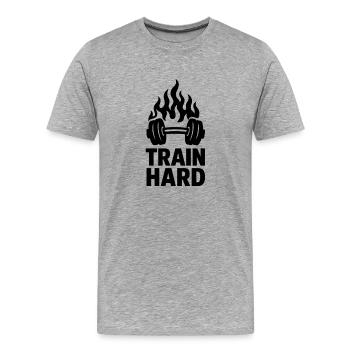 Feurige Trainingsmotivation - Männer Premium Bio T-Shirt - Grau meliert - Vorne - Damien (186cm)