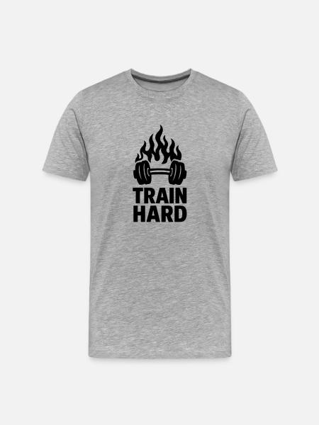 Feurige Trainingsmotivation - Männer Premium Bio T-Shirt - Grau meliert