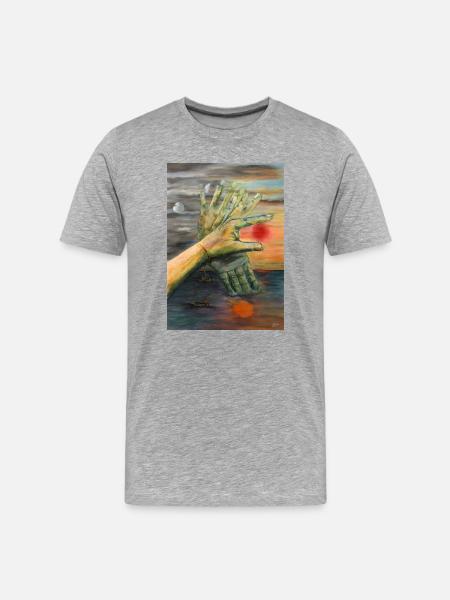 Surreal Twin Hands at Sunset - Men's Premium Organic T-Shirt - heather grey