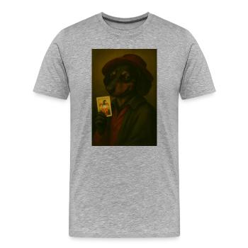 Dog with joker card - Men's Premium Organic T-Shirt - heather grey - Front - Damien (186cm)