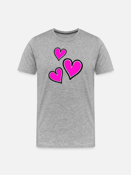 Bright Pink Heart Pattern - Men's Premium Organic T-Shirt - heather grey