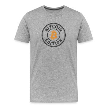 Édition Bitcoin - T-shirt bio Premium Homme - gris chiné - Devant - Damien (186cm)