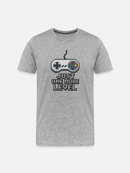 Pixel Neon Game Controller Design - Men's Premium Organic T-Shirt - heather grey