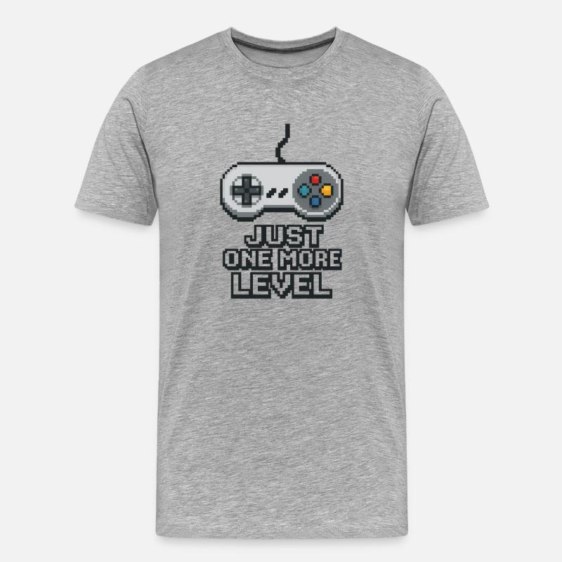 Pixel Neon Game Controller Design - Männer Premium Bio T-Shirt - Grau meliert