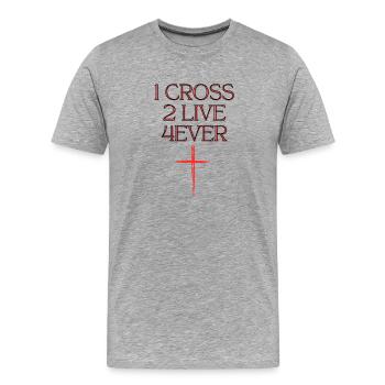 Cross and Immortality Motif - Men's Premium Organic T-Shirt - heather grey - Front - Damien (186cm)