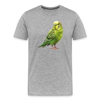 Joie de vivre budgie design - Men's Premium Organic T-Shirt - heather grey - Front - Damien (186cm)