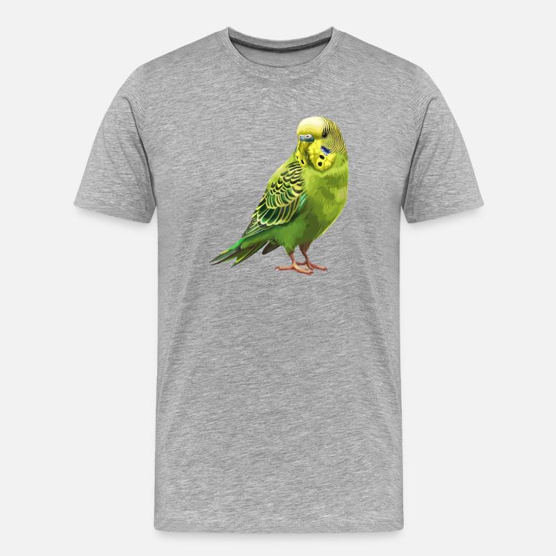 Conception de perruche Joie de vivre - T-shirt bio Premium Homme - gris chiné