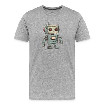 Illustration de robot rétro pour les passionnés de technologie - T-shirt bio Premium Homme - gris chiné - Devant - Damien (186cm)