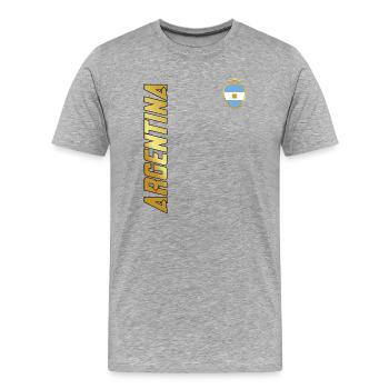 ARGENTINIEN SPORTLICH FETT TYPOGRAFIE - Männer Premium Bio T-Shirt - Grau meliert - Vorne - Damien (186cm)