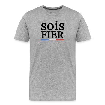 FIER 1 - T-shirt bio Premium Homme - gris chiné - Devant - Damien (186cm)