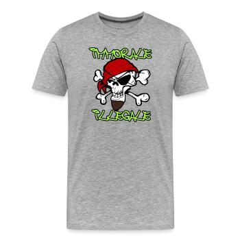 Crâne Pirate TShirt Design - T-shirt bio Premium Homme - gris chiné - Devant - Damien (186cm)
