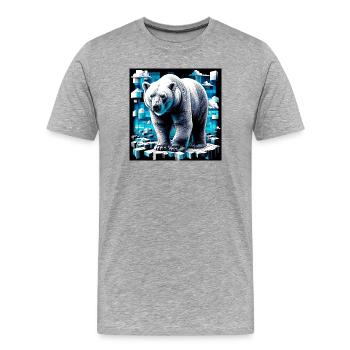 ours blanc - T-shirt bio Premium Homme - gris chiné - Devant - Damien (186cm)