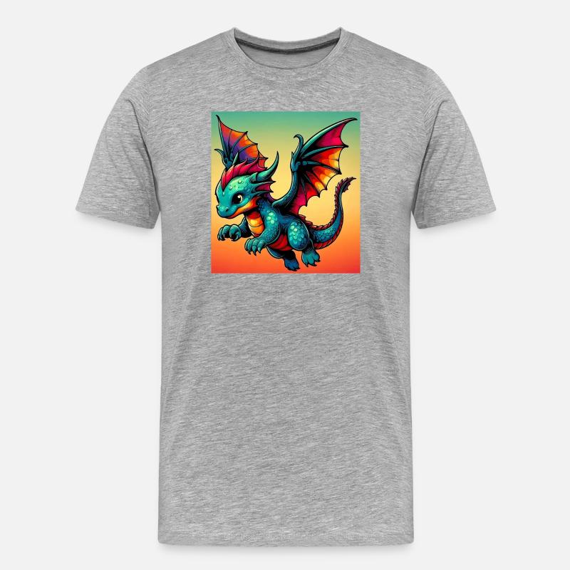 Drache - Männer Premium Bio T-Shirt - Grau meliert