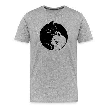 Chats Ying Yang - T-shirt bio Premium Homme - gris chiné - Devant - Damien (186cm)