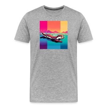 Otter - Männer Premium Bio T-Shirt - Grau meliert - Vorne - Damien (186cm)