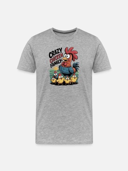 Crazy Chicken Family - Men's Premium Organic T-Shirt - heather grey