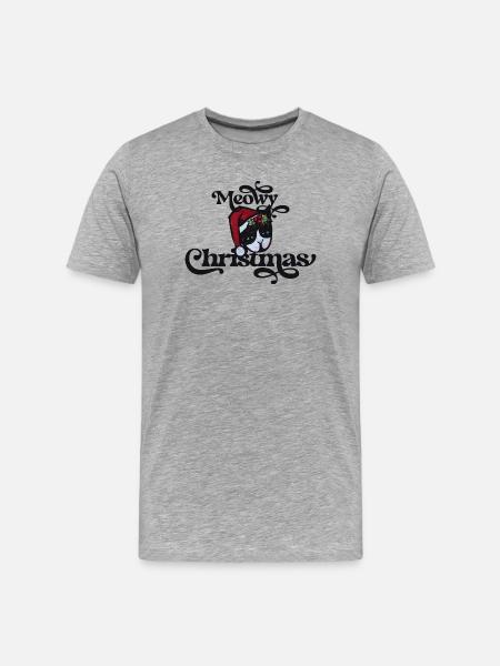 Festive Cat Christmas Illustration - Men's Premium Organic T-Shirt - heather grey
