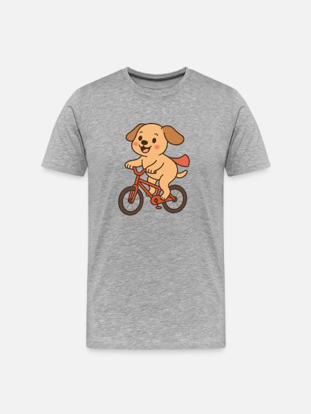 Playful dog on bicycle - Men's Premium Organic T-Shirt - heather grey
