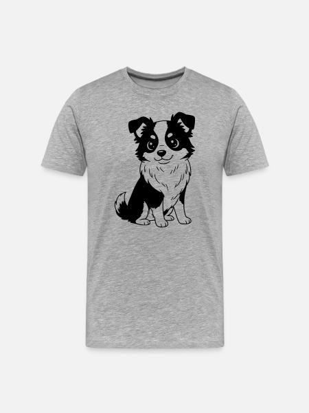 Australian Shepherd - Aussi - schwarzweiß - Männer Premium Bio T-Shirt - Grau meliert