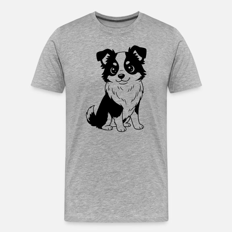 Australian Shepherd - Aussi - schwarzweiß - Männer Premium Bio T-Shirt - Grau meliert