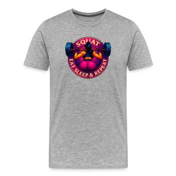 Squat, Eat, Sleep & Repeat ! - T-shirt bio Premium Homme - gris chiné - Devant - Damien (186cm)