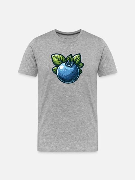 Blueberry Botanical Cartoon - Men's Premium Organic T-Shirt - heather grey