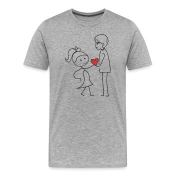 Friends exchanging affection - Men's Premium Organic T-Shirt - heather grey - Front - Damien (186cm)