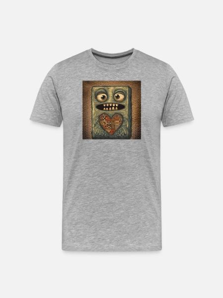 Surreal Monster Heart Illustration - Men's Premium Organic T-Shirt - heather grey
