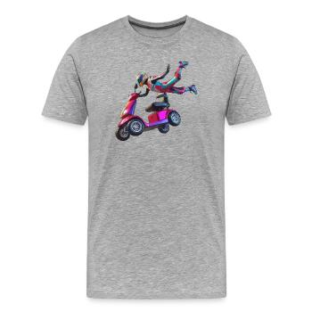 Cascade en scooter de mobilité - T-shirt bio Premium Homme - gris chiné - Devant - Damien (186cm)