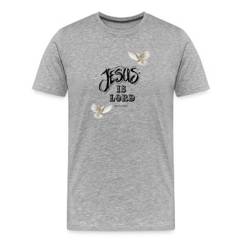 Jesus is Lord – Romans 10:9 – Christian Design - Men's Premium Organic T-Shirt - heather grey - Front - Damien (186cm)