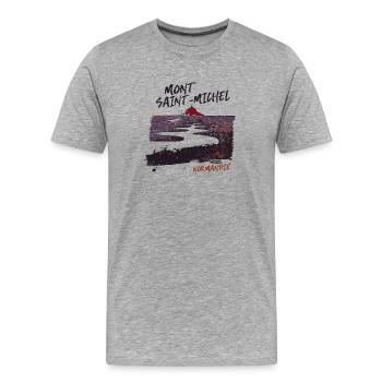 Mont Saint-Michel coucher Normandie - T-shirt bio Premium Homme - gris chiné - Devant - Damien (186cm)