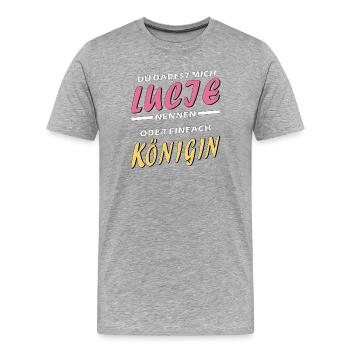 LUCIE REINE - T-shirt bio Premium Homme - gris chiné - Devant - Damien (186cm)