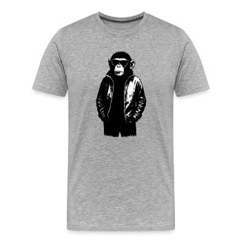 Singe cool avec des lunettes de soleil dans le streetwear - T-shirt bio Premium Homme - gris chiné - Devant - Damien (186cm)