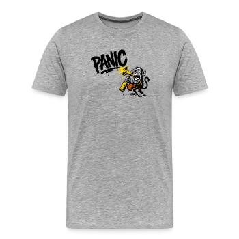 Singe expressif avec mégaphone - T-shirt bio Premium Homme - gris chiné - Devant - Damien (186cm)