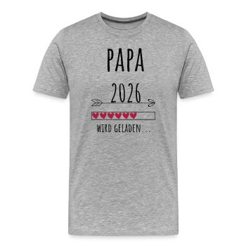 Werdender Papa 2026 Geschenk Schwangerschaft - Männer Premium Bio T-Shirt - Grau meliert - Vorne - Damien (186cm)