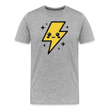 Kawaii lightning bolt with expressive face - Men's Premium Organic T-Shirt - heather grey - Front - Damien (186cm)