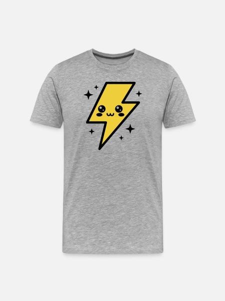 Kawaii lightning bolt with expressive face - Men's Premium Organic T-Shirt - heather grey
